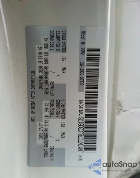 2018 Mazda Cx-3 Touring z USA, uszkodzony, nr VIN JM1DKFC78J0306176